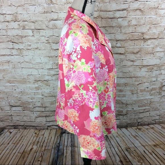 New Coldwater Creek Floral Silk Linen Blend Jacket - Picture 3 of 6